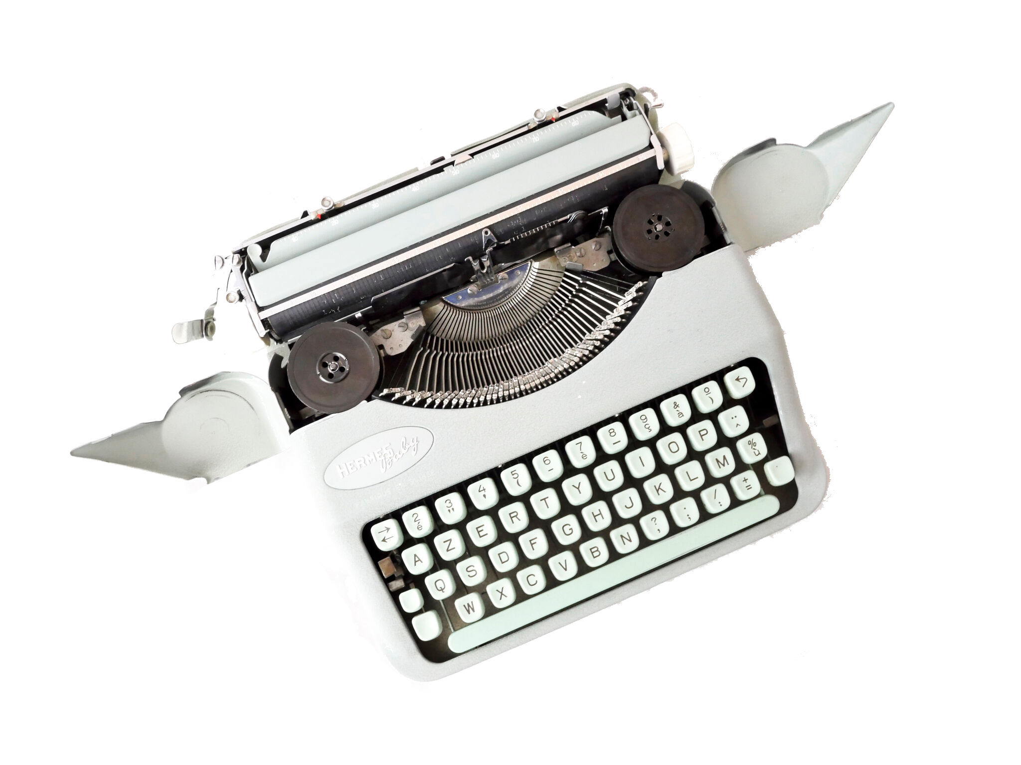 Hermes Baby Rocket green lime typewriter revised new ribbon