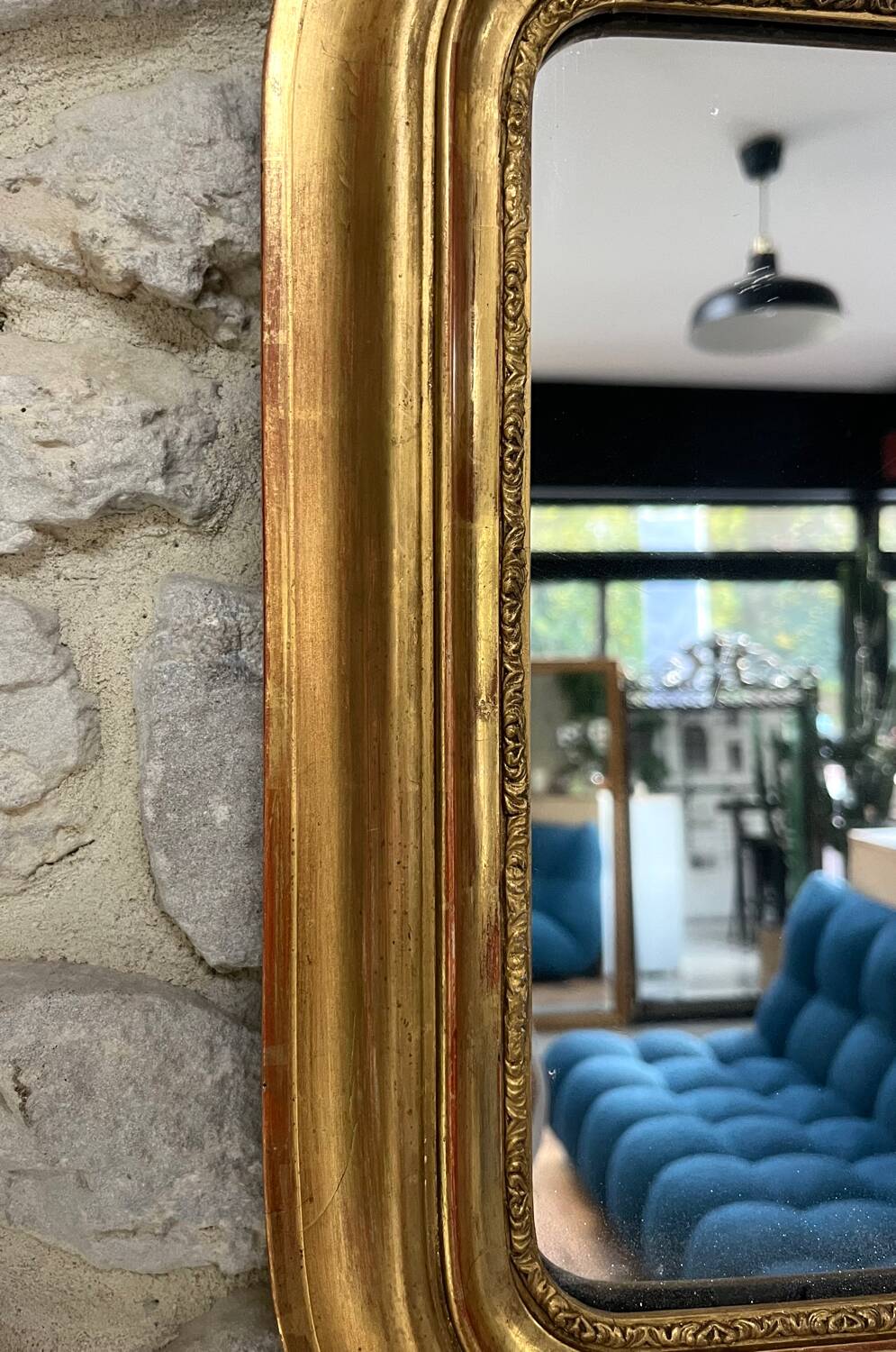 Antique mirror 42.5/36.5cm Louis-Philippe gilded with gold leaf, mercury