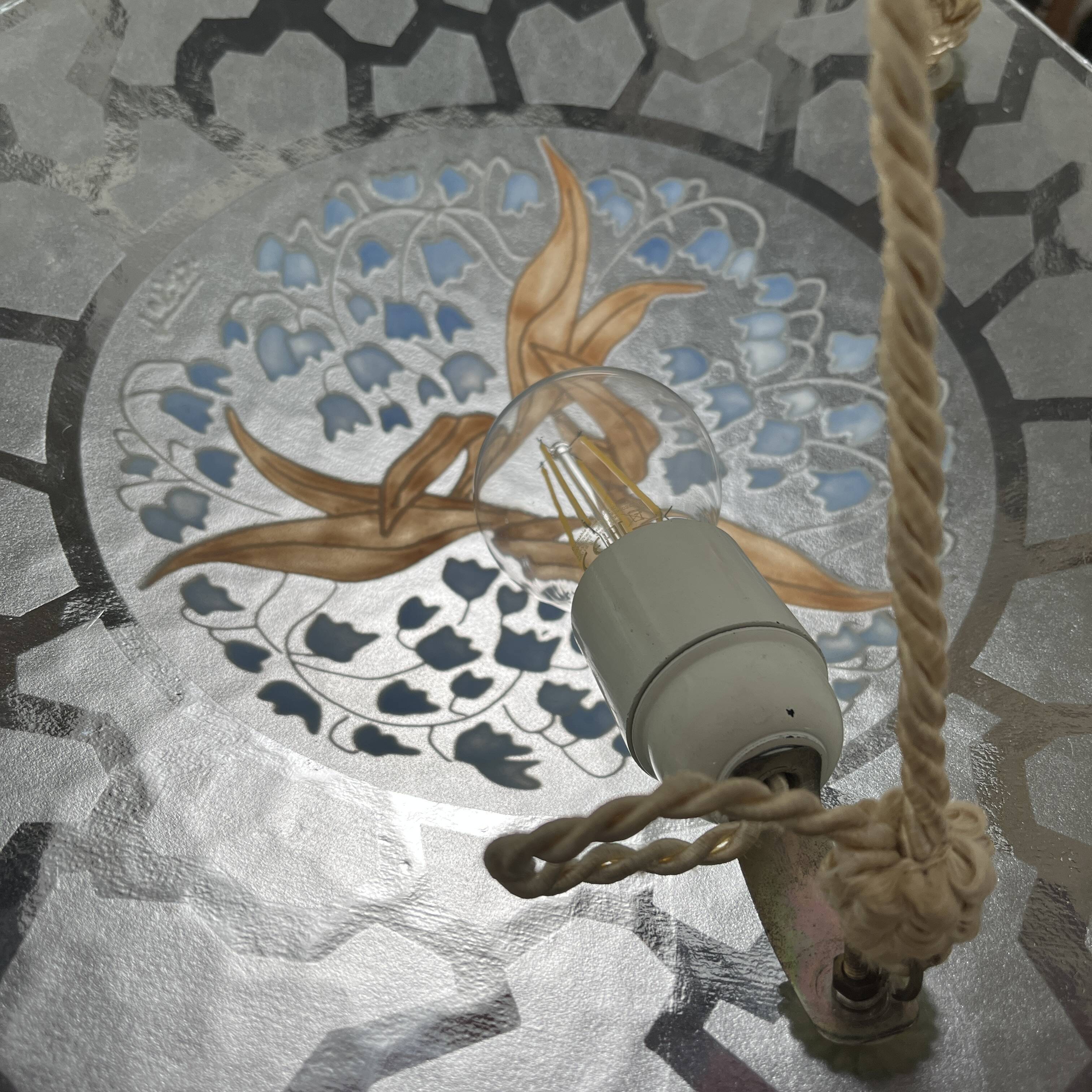 Aurys Loys Lucha enameled glass basin with lily of the valley decoration