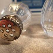 Goldsmith christofle salt shakers salters solid silver & glass