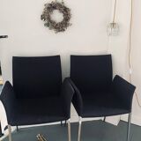 Set of 2 Zanotta LIA armrest chairs in antarcite gray virgin wool