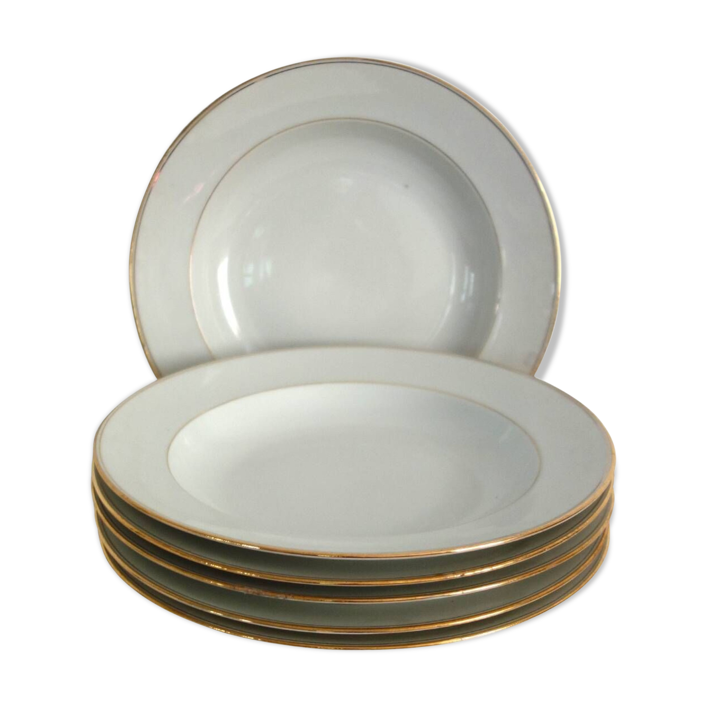 Set of 6 Limoges porcelain soup plates