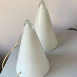 Sce & Habitat - Pair of lamps "Teepee" White vintage glass 1980s memphis