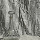 Grande carafe en verre à bouchon striée H25