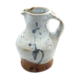 Enamelled sandstone pitcher with blue shades by Anne Kjaersgaard, La Borne