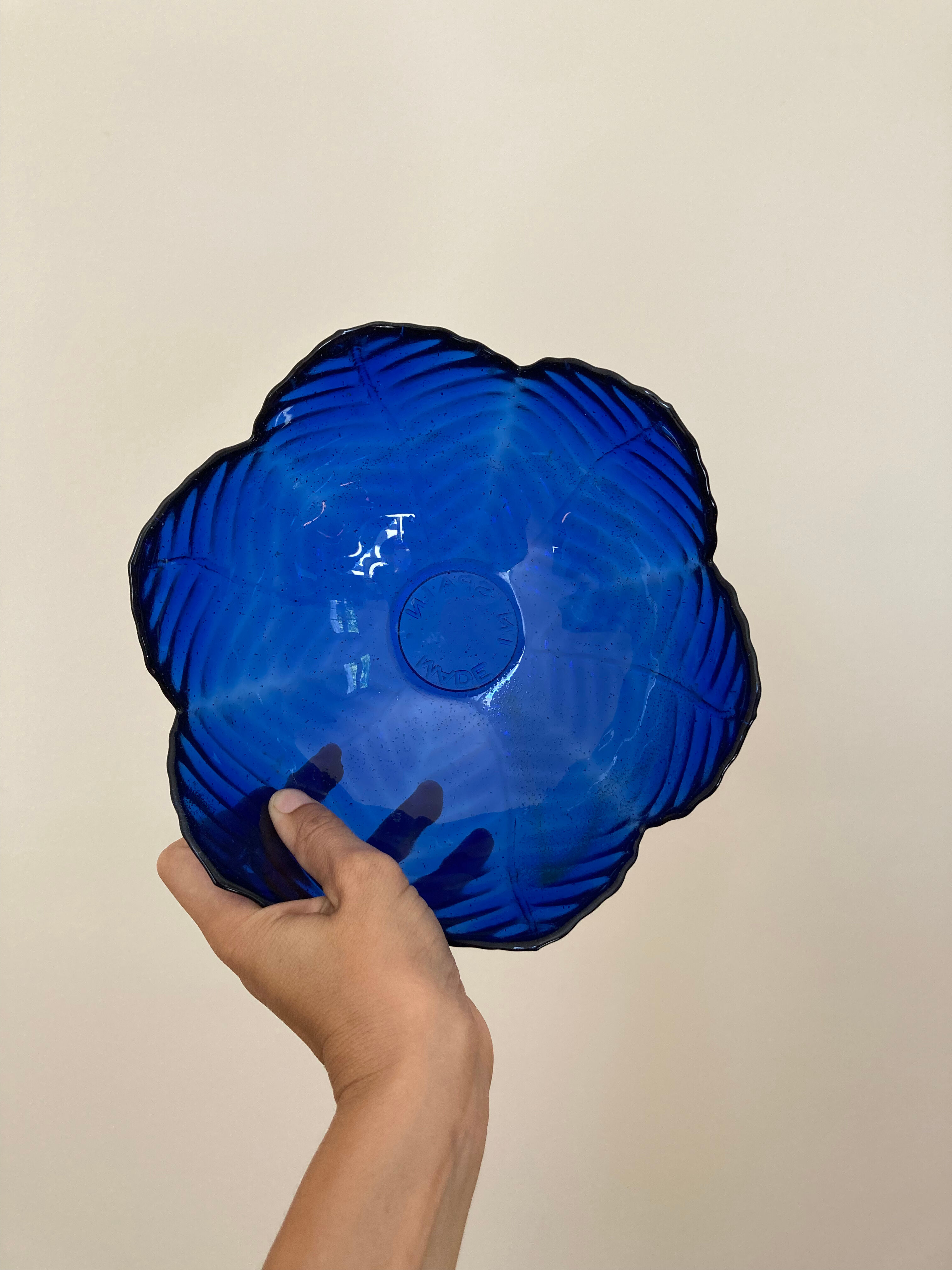 Blue leaf glass bowl