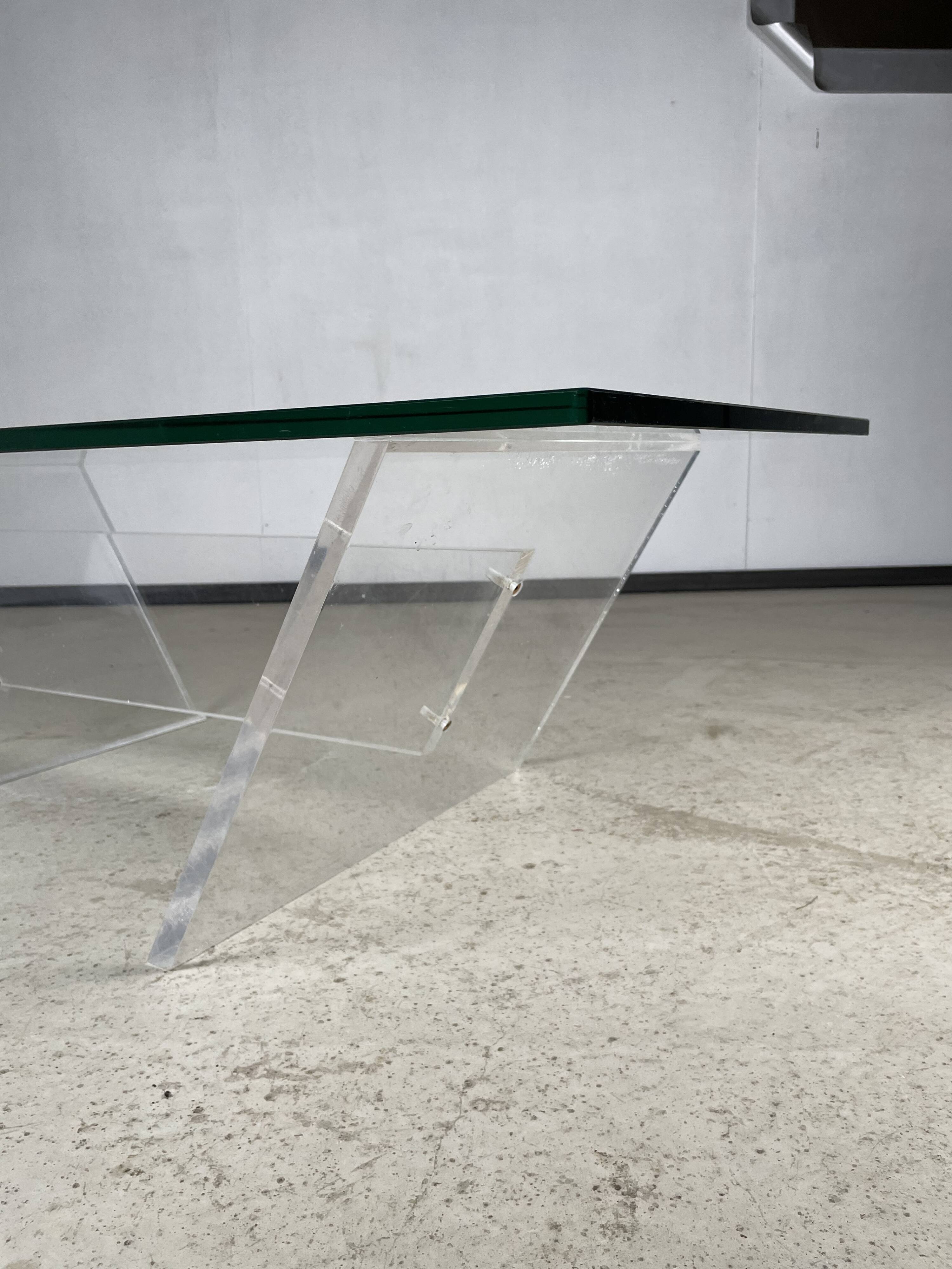 1970s plexiglass coffee table