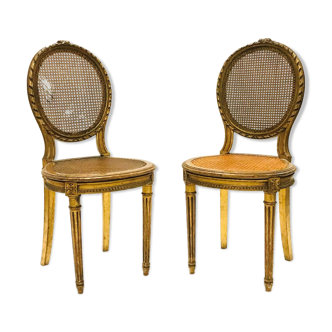 Pair of canned chairs