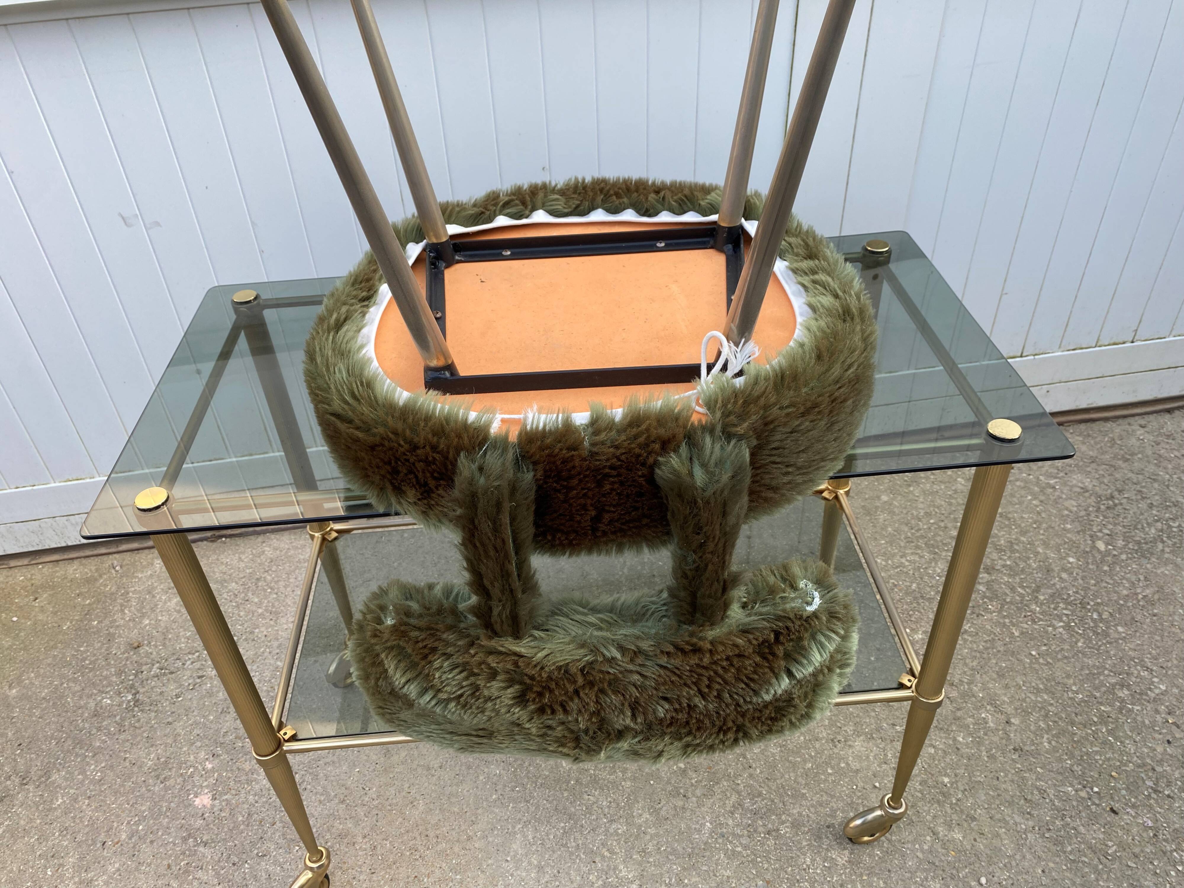 Vintage green furry chair from the 1960s