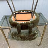 Vintage green furry chair from the 1960s