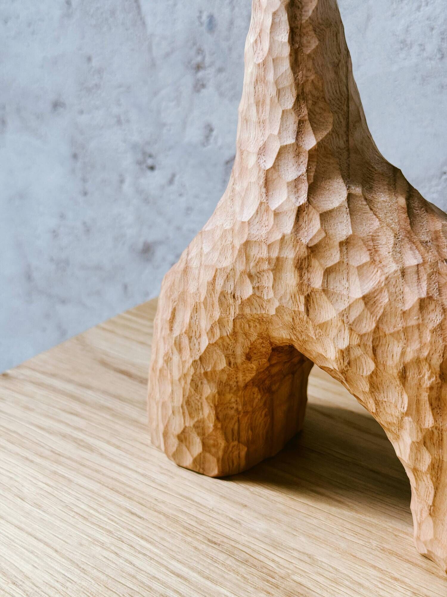 Hand-carved soliflore vase in solid chestnut wood.