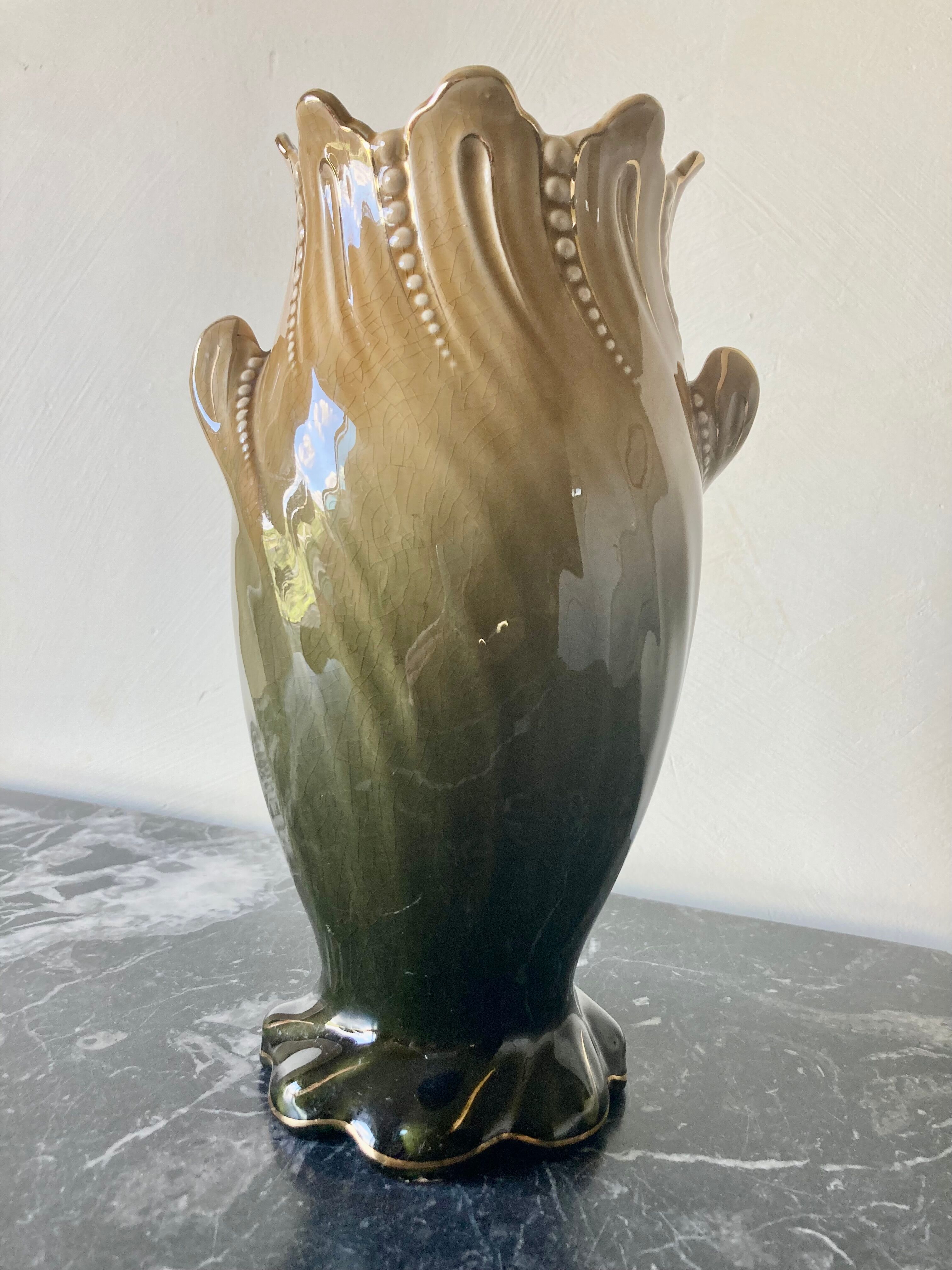 Art Nouveau earthenware vase by Antoine Gustave de Bruyn