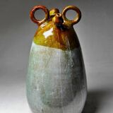 Handcrafted enamelled terracotta water jar signed