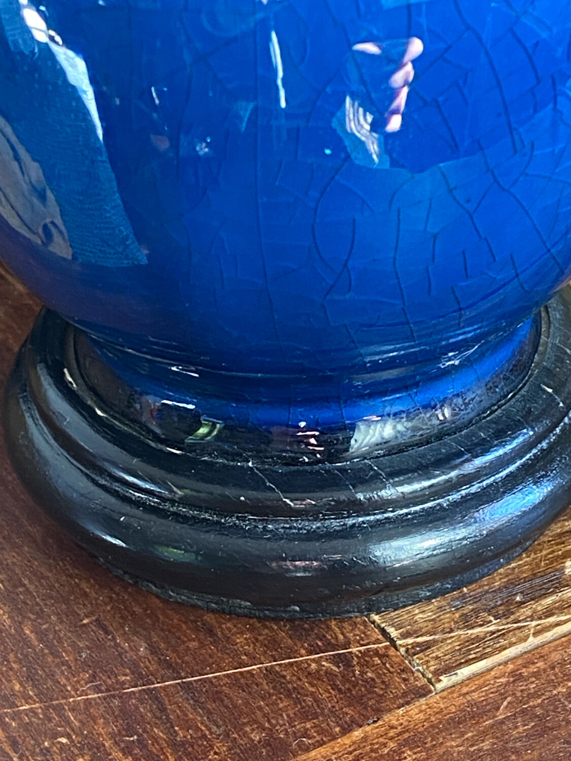 Pair of crackled ceramic lamps