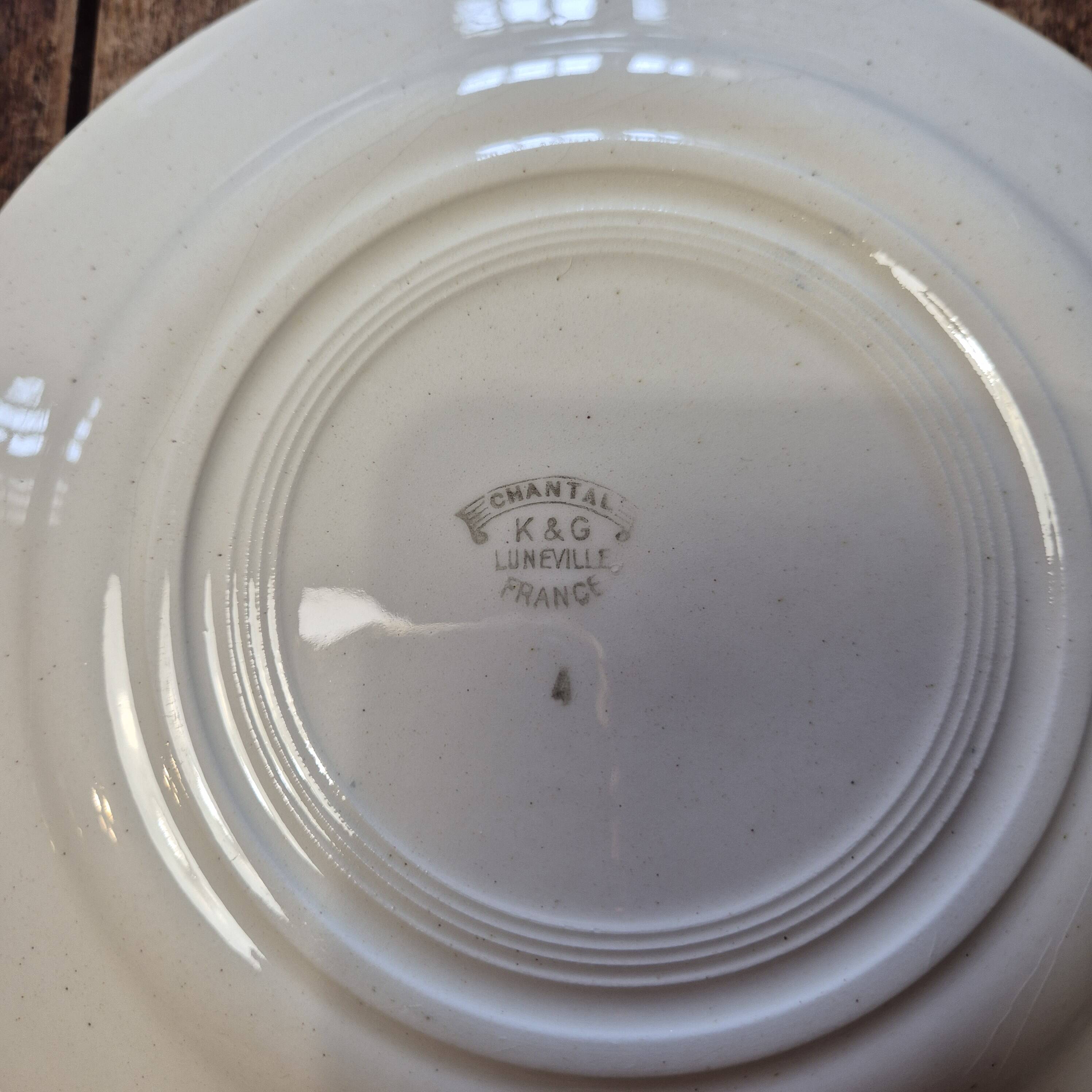 K&G Lunéville flat plates model Chantal set of 3 Art Nouveau style