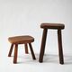 Set of two vintage handcrafted stools, Atelier André Smalle, Belgium.