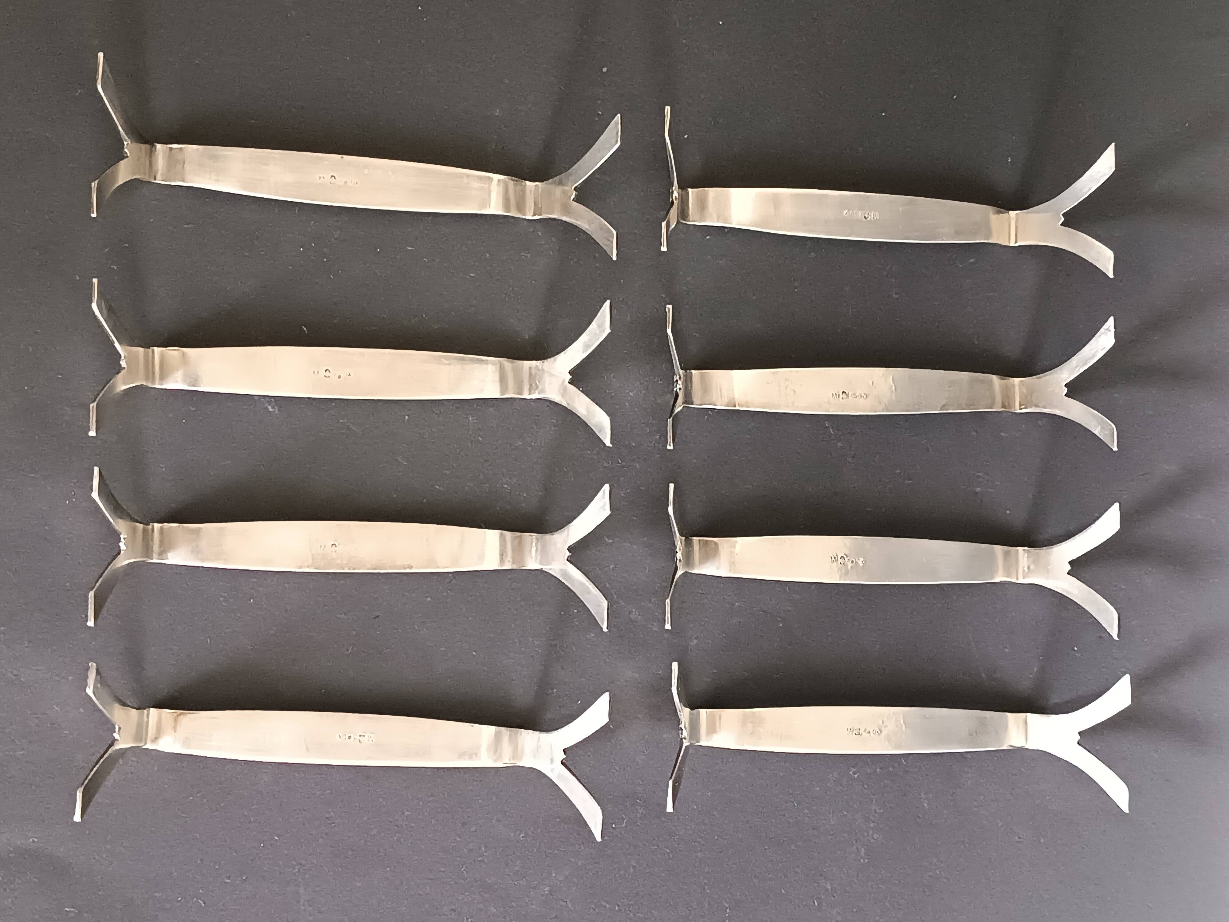 WMF, eight silver-plated knife rests, palmette decoration 1880