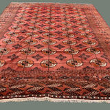 Antique turkmen tekke main carpet, 280x230 cm turkoman bokhara red black beige
