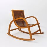 Curved wooden rocking chair for children Bauhaus Brockhage Andrä period, Germany, 1950s