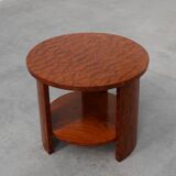 Round Art Deco coffee table in burl veneer, France ca. 1920