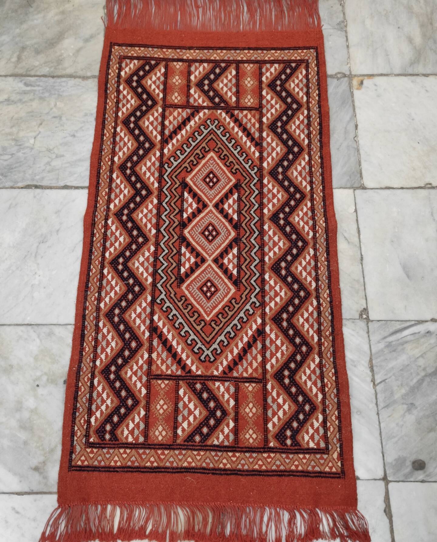 Hand-woven margoum rug in natural wool