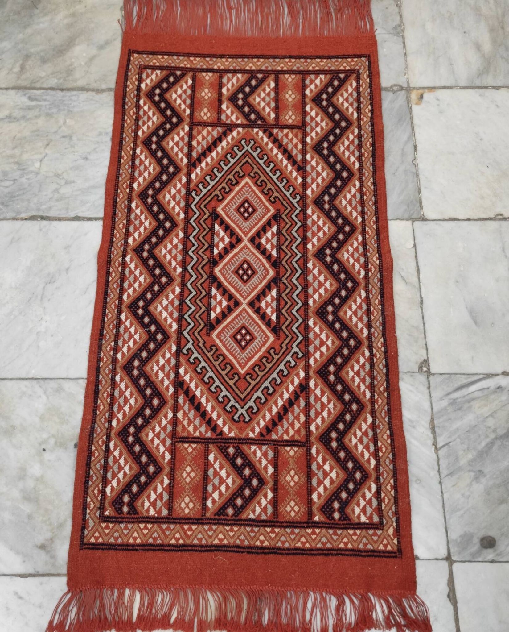 Hand-woven margoum rug in natural wool