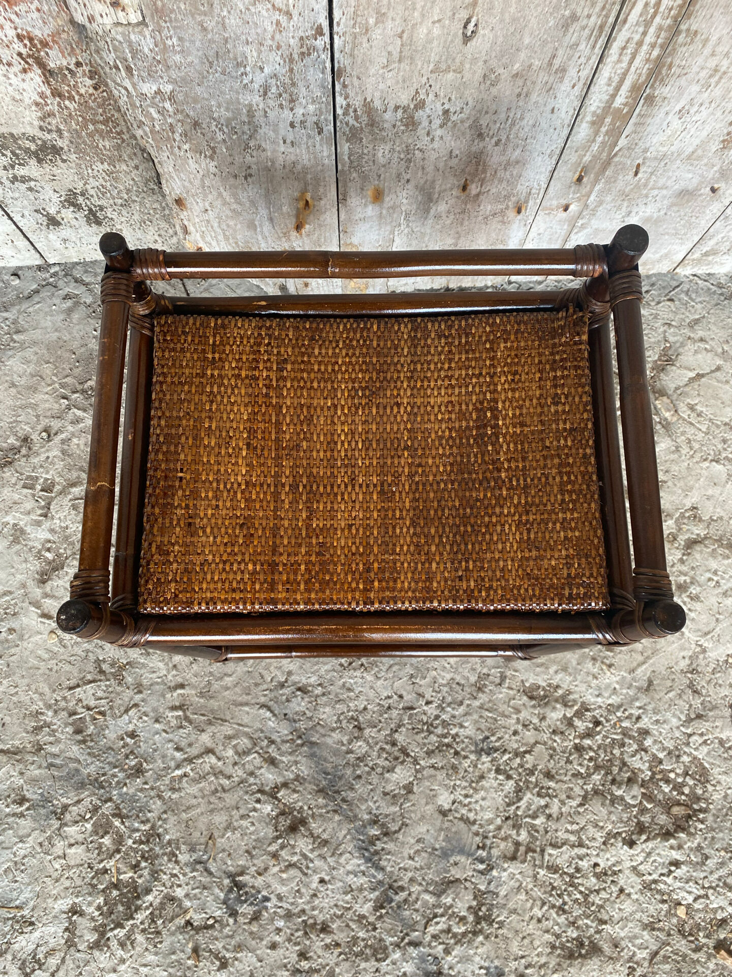 Vintage Rattan Bedside Table #E092