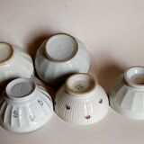 Five matching antique porcelain and earthenware bowls