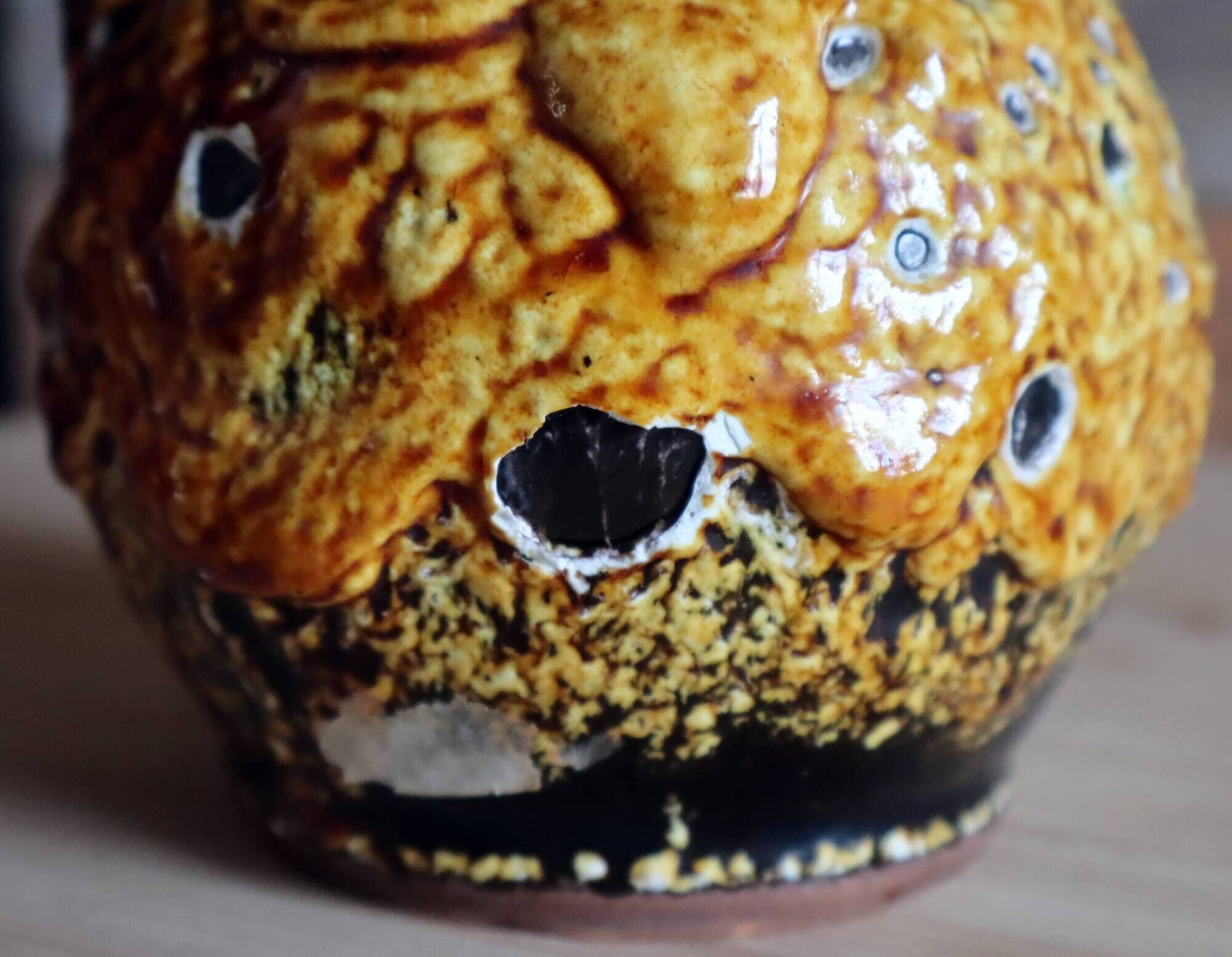 Art Ceramic Jug – Honey Glazes, Cyclops - Vallauris Style