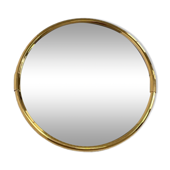 Vintage round brass mirror