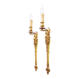 1950's Solid brass 'Swan' wall sconces