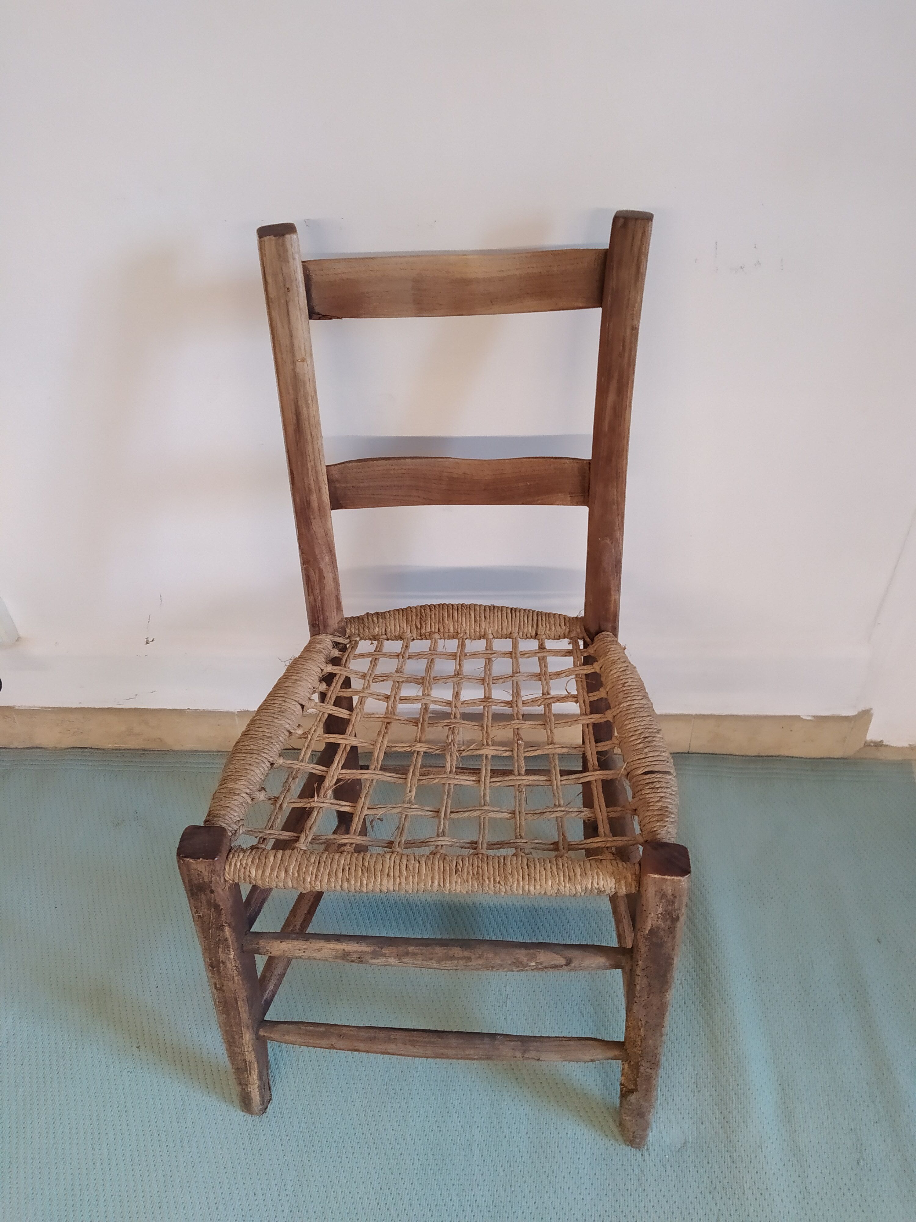 rustic wooden chair boheme craft braided rope