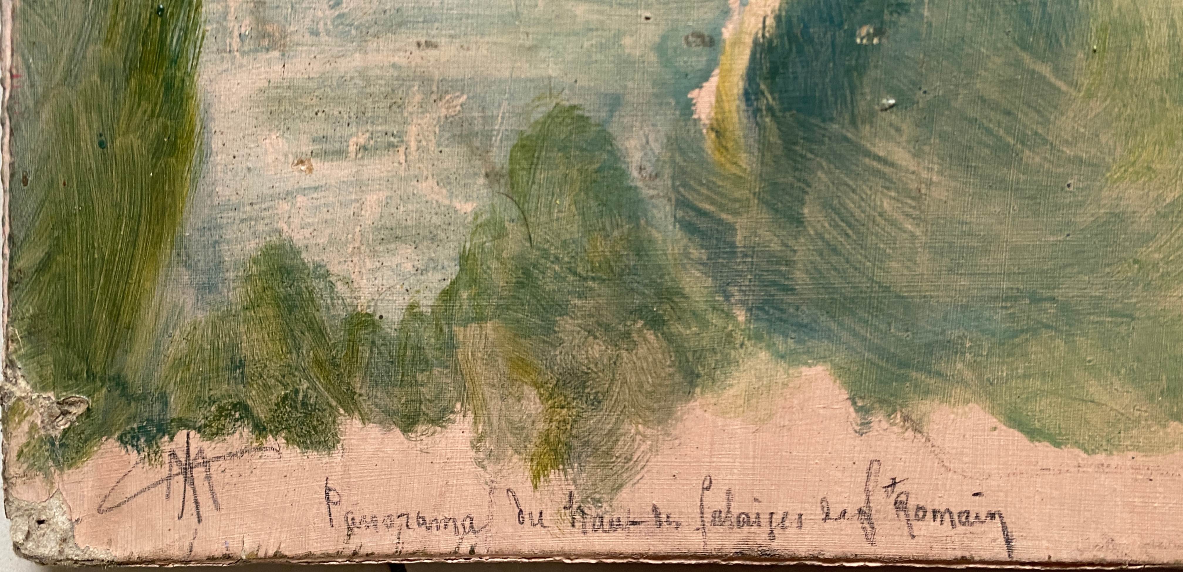 Tableau HSP "Panorama à St Romain" (Côte d'Or) par Auguste Mallard (1895-1965)