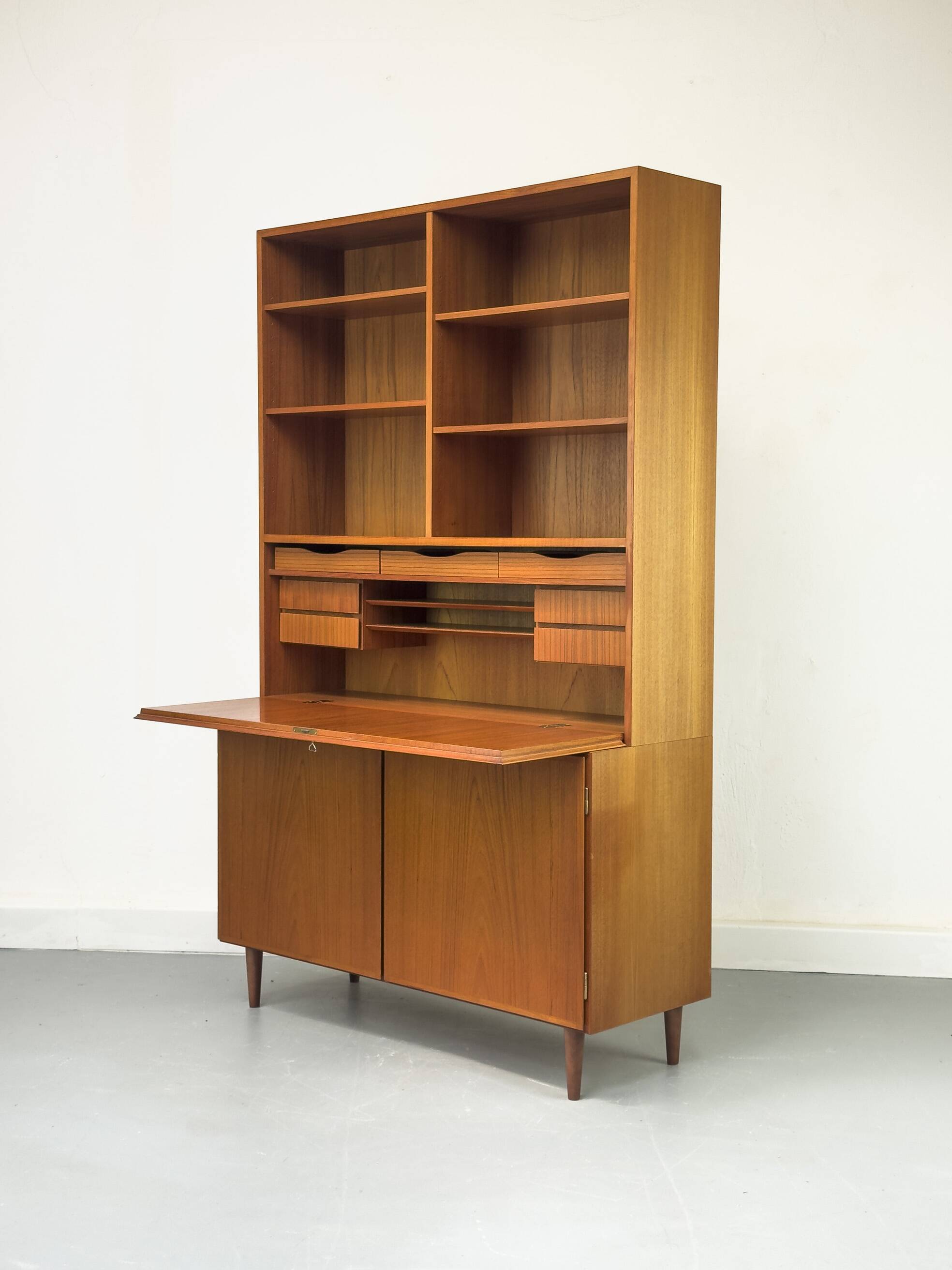 Vintage Teak Bookcase with Desk from Omann Jun, 1960s