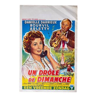 Original cinema poster "Un drôle de dimanche" Danielle Darrieux, Bourvil 37x56cm 1958