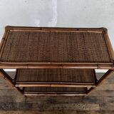 Vintage rattan bamboo wicker bookshelf