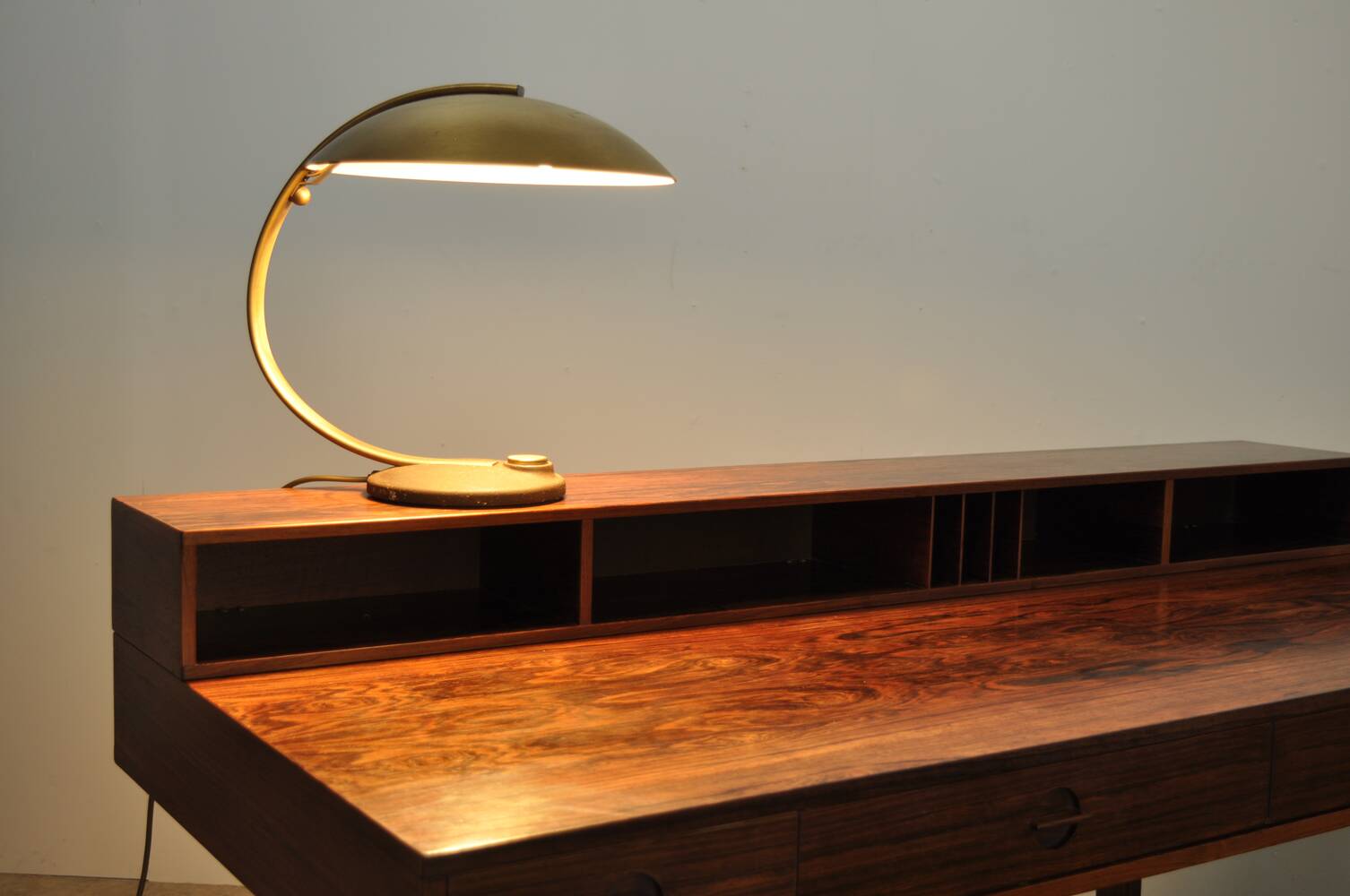 Mid century art deco / bauhaus brass table lamp by egon hillebrand 60s