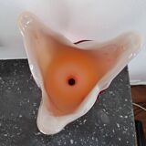 Designer vase in the shape of a tulip from the 70s, orange red blown glass, Dragan Drobnjak