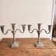 Antique Pair Art Deco Louis XV 3 Arm Silver-Plated Candelabra