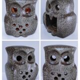 vintage pyrite stone owl candlestick