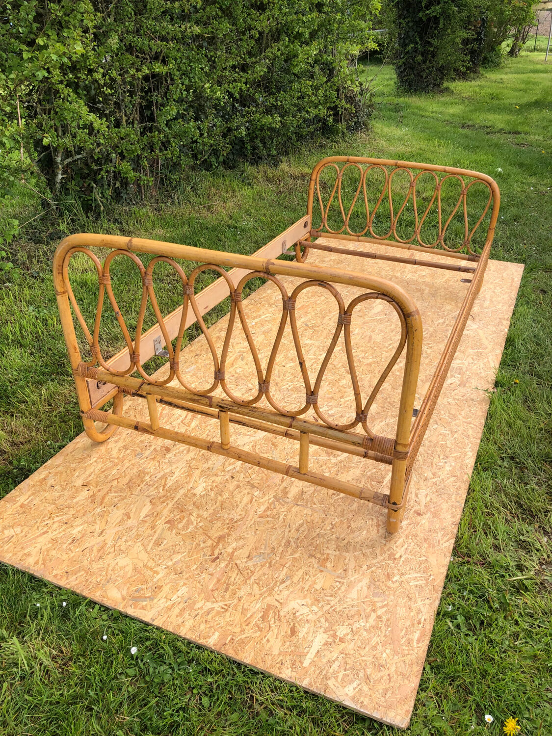 Rattan bed.