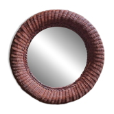 Grand miroir osier années 60