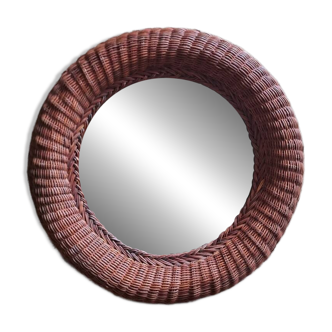 Large wicker mirror from the 60s