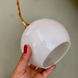 Vintage globe pendant lamp in white opaline