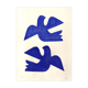 Birds - painting on paper - h158 - majorelle blue - signed eawy
