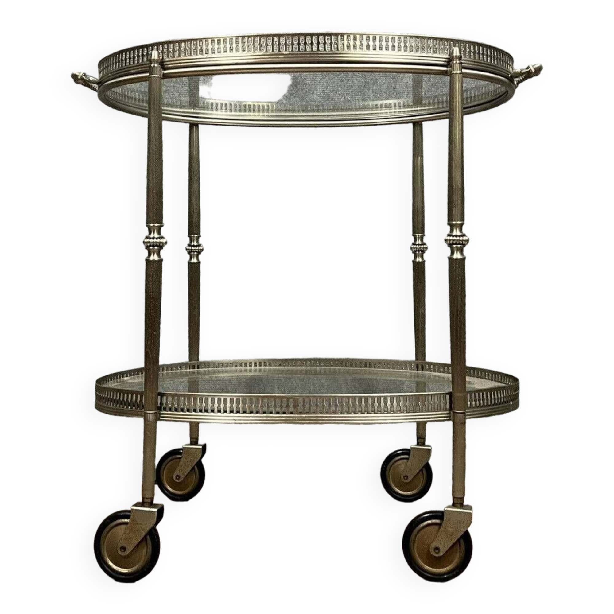 D'après Maison Baguès : serviteur à roulettes ou chariot de bar époque Art déco vers 1930