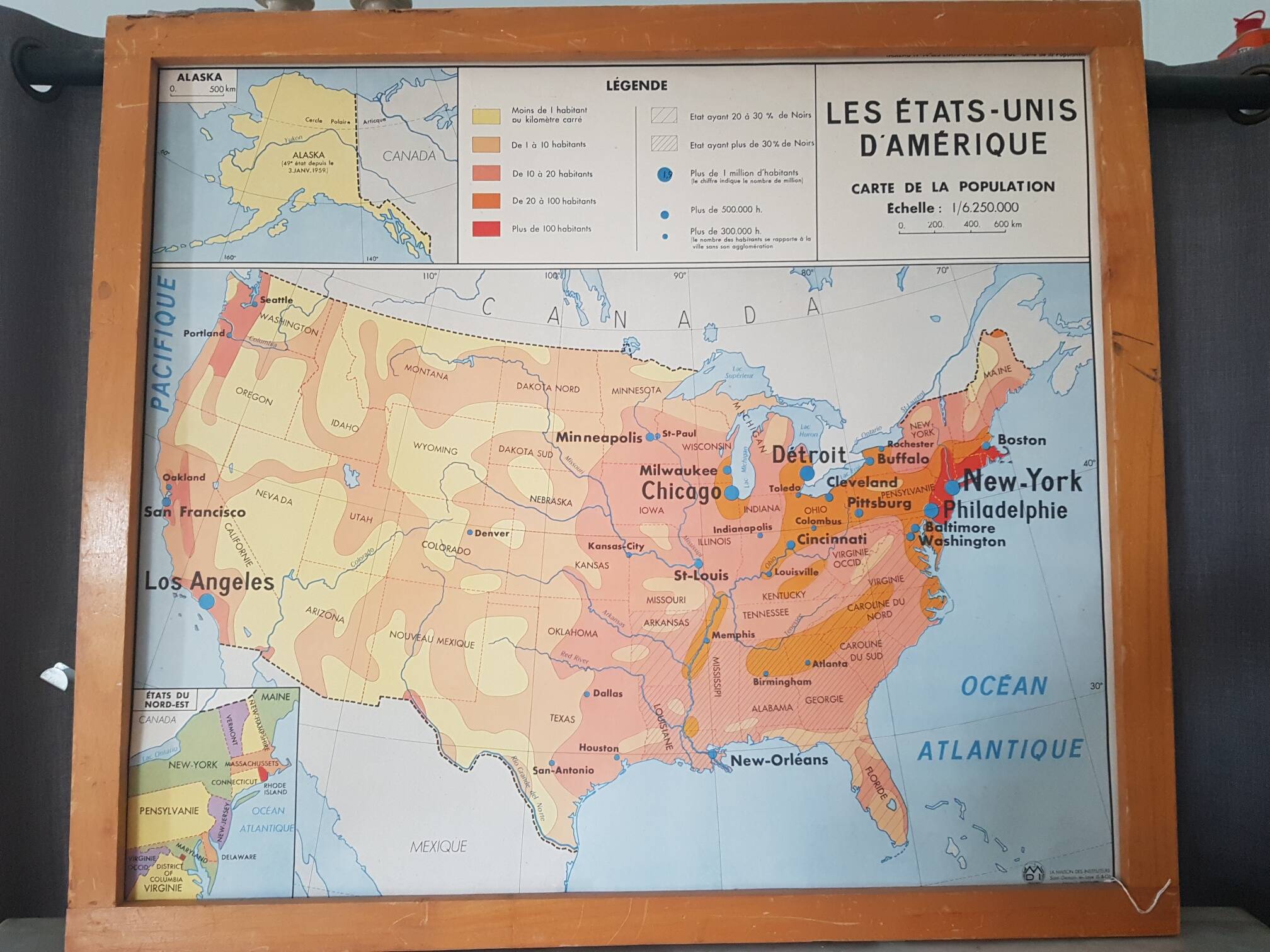 Vintage school map of the United States