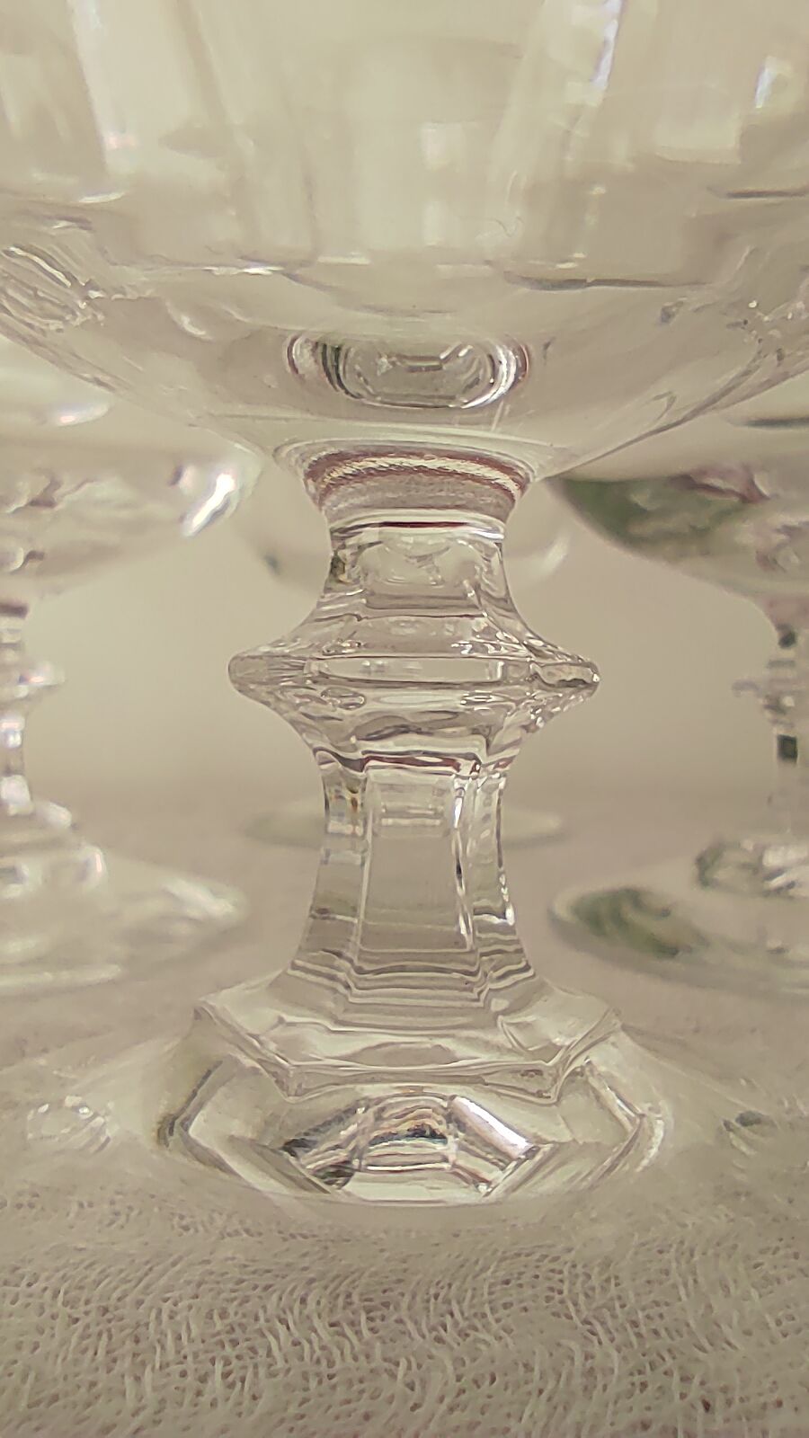 Cognac glasses in vintage arque crystal octagonal foot