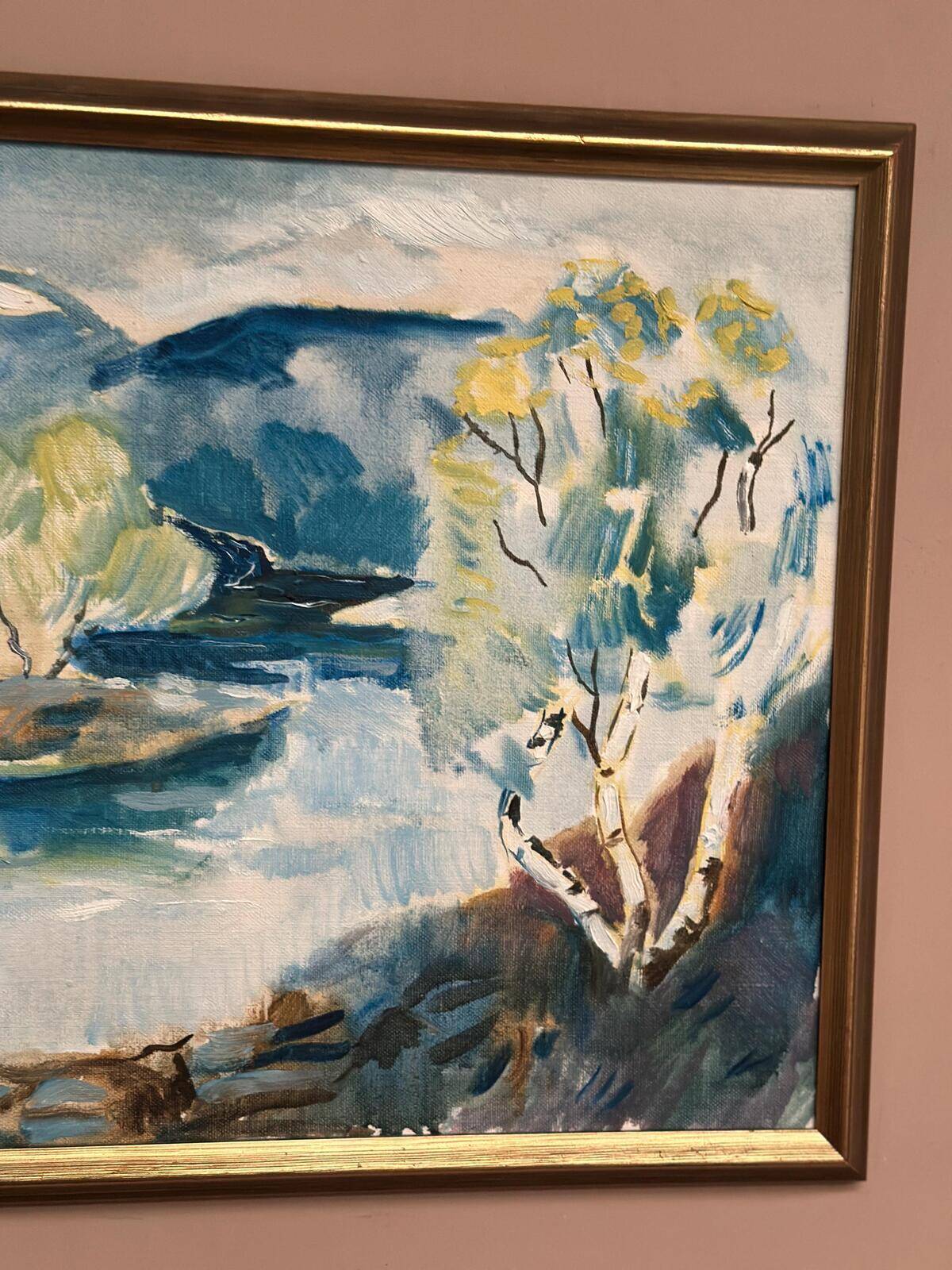 Original Swedish Oil on Canvas – “River” by Liljedahl – Signed – Dated 1986
