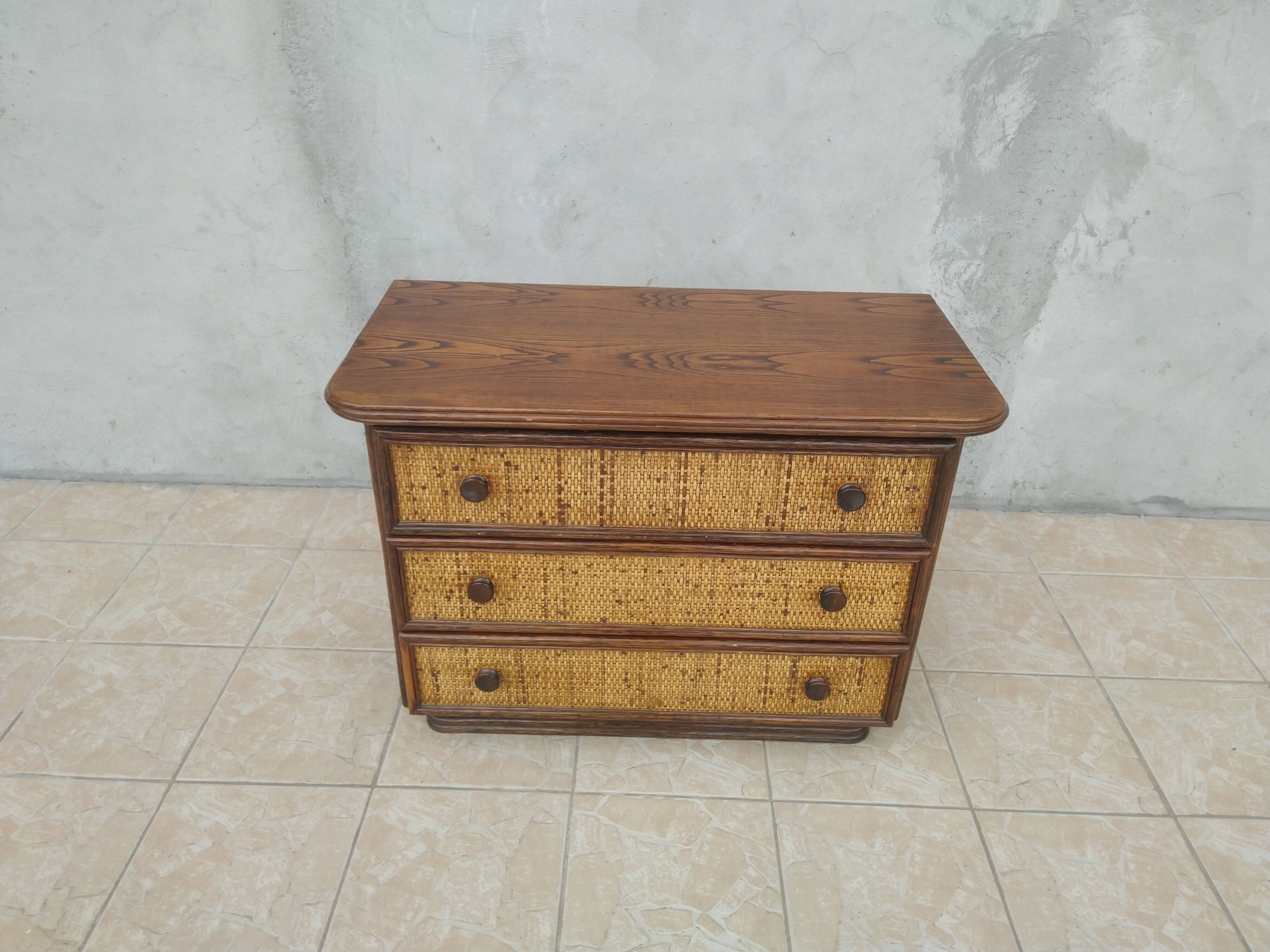 Maugrion vintage rattan dresser